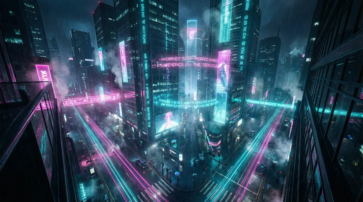 张津瑜 吕知樾 视频下载 竖屏短剧平台首页背景 - 赛博朋克都市夜景